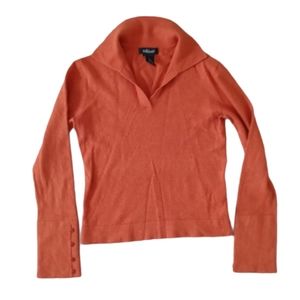 Silk - Angora Blend V-Neck Collared Long Sleeved